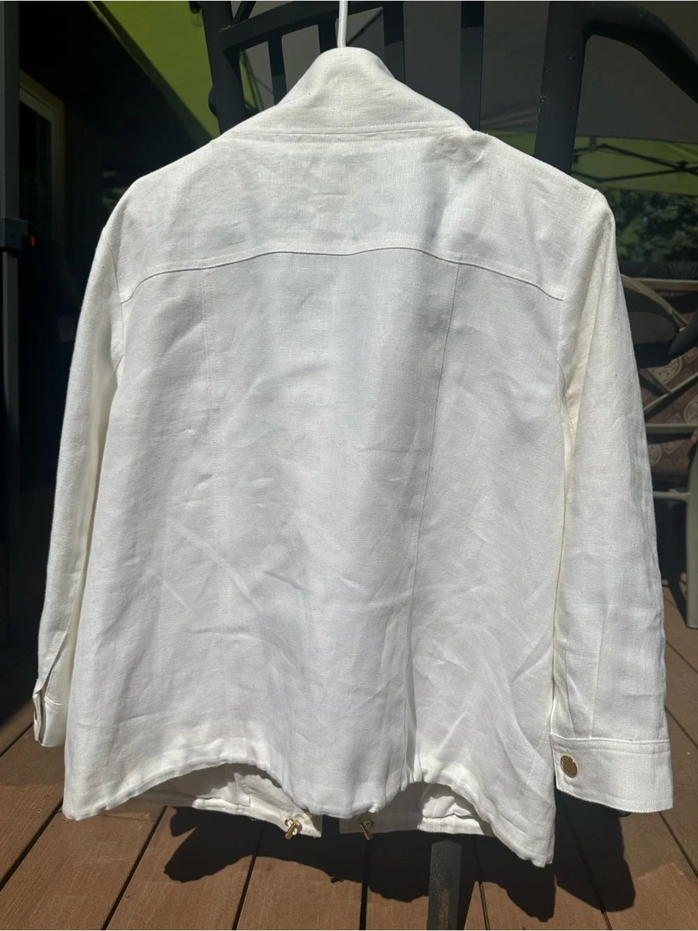 Michael Kors White Linen-Blend Utility Blazer